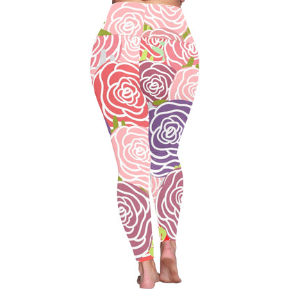 Abstract Roses - Women's Plus Size High Waist Leggings Women's Plus Size High Waist Leggings