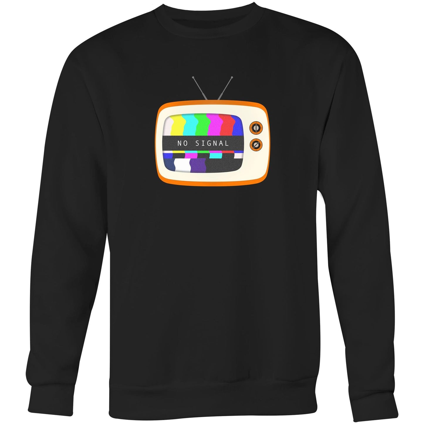 Retro Television, No Signal - Crew Sweatshirt Black Sweatshirt Retro