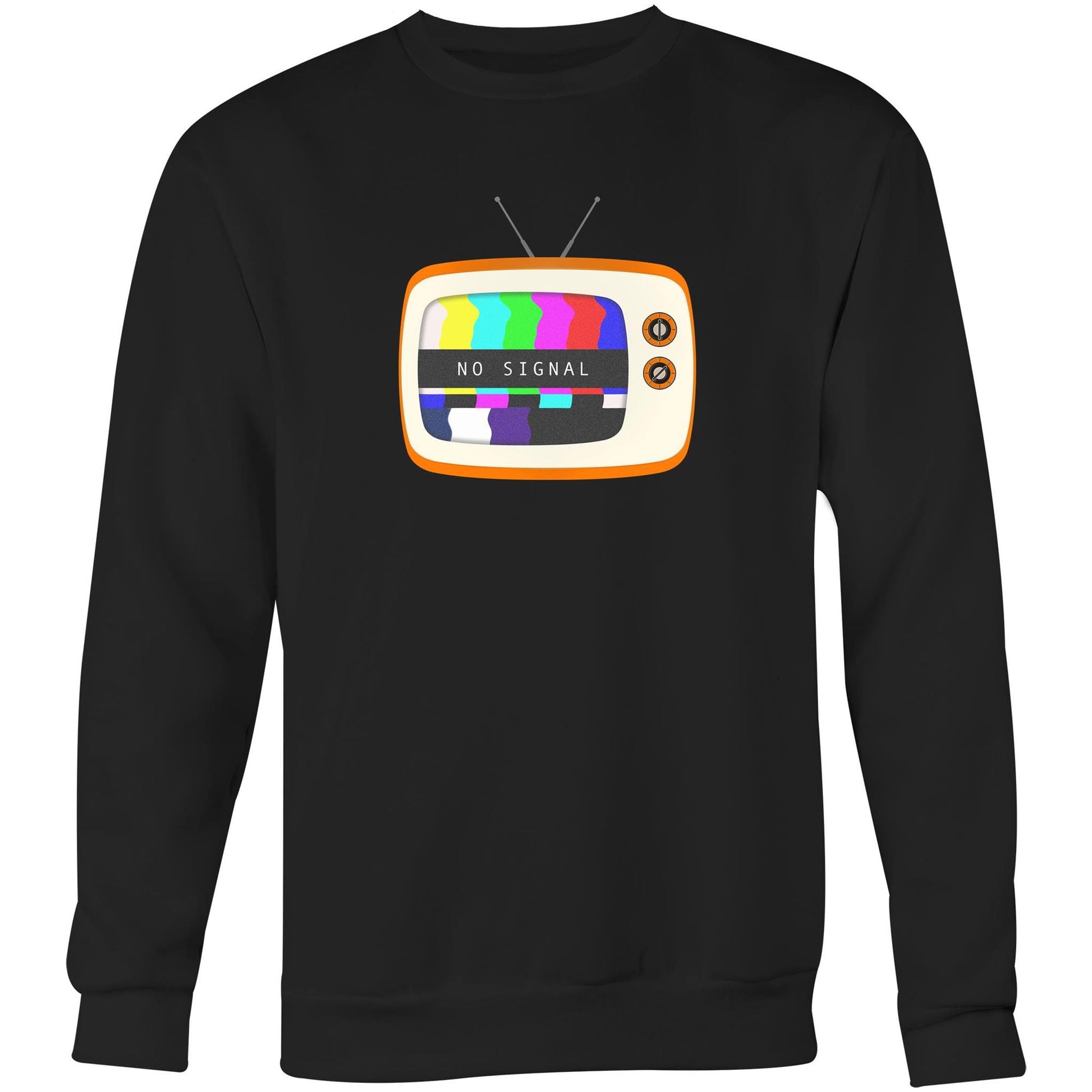 Retro Television, No Signal - Crew Sweatshirt Black Sweatshirt Retro