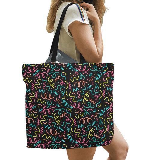 Squiggle Time - Full Print Canvas Tote Bag Full Print Canvas Tote Bag