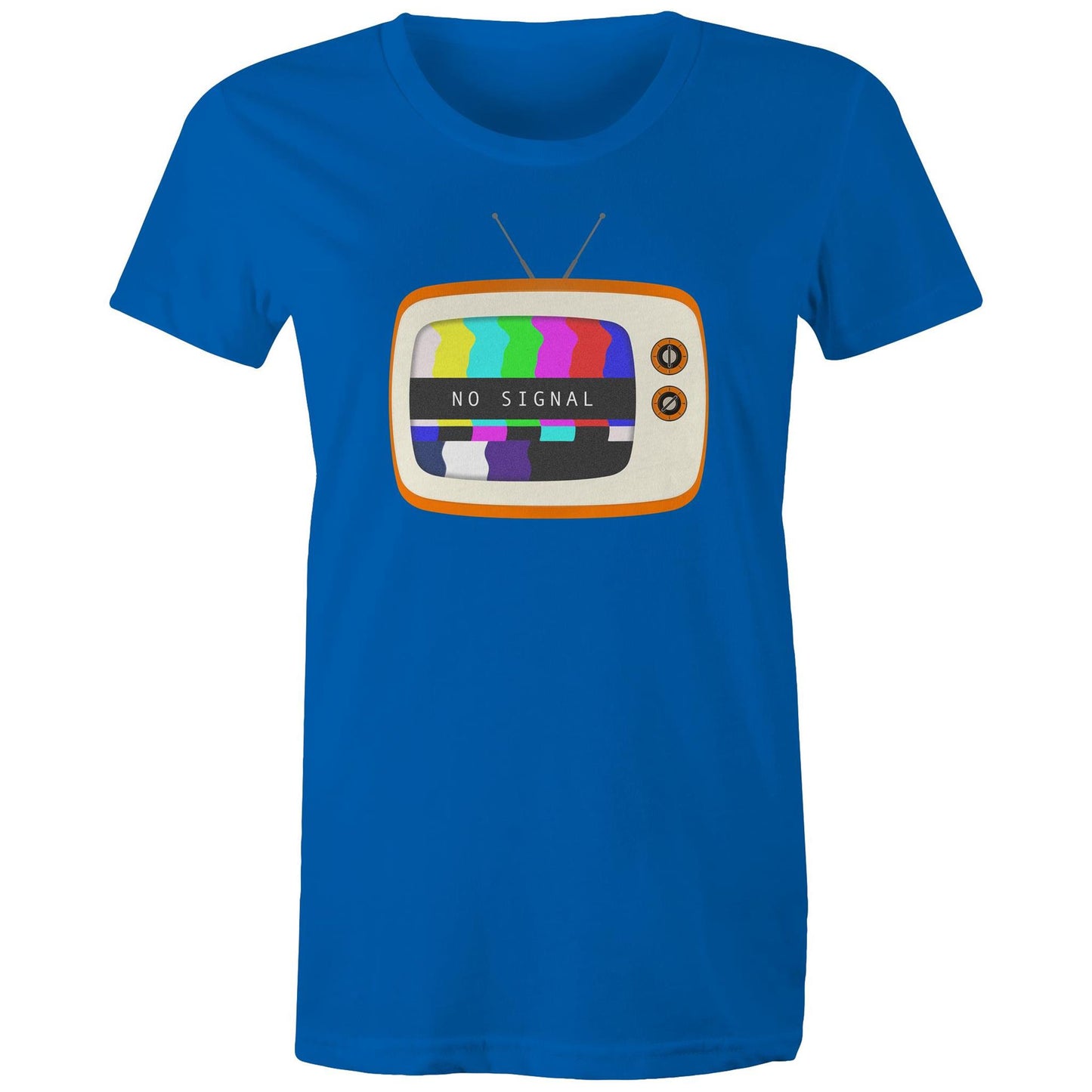 Retro Television, No Signal - Womens T-shirt Bright Royal Womens T-shirt Retro