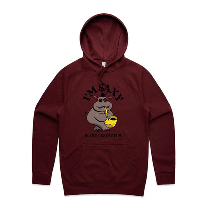 I'm Saxy And I Know It, Saxophone Player - Supply Hood Burgundy Mens Supply Hoodie Music