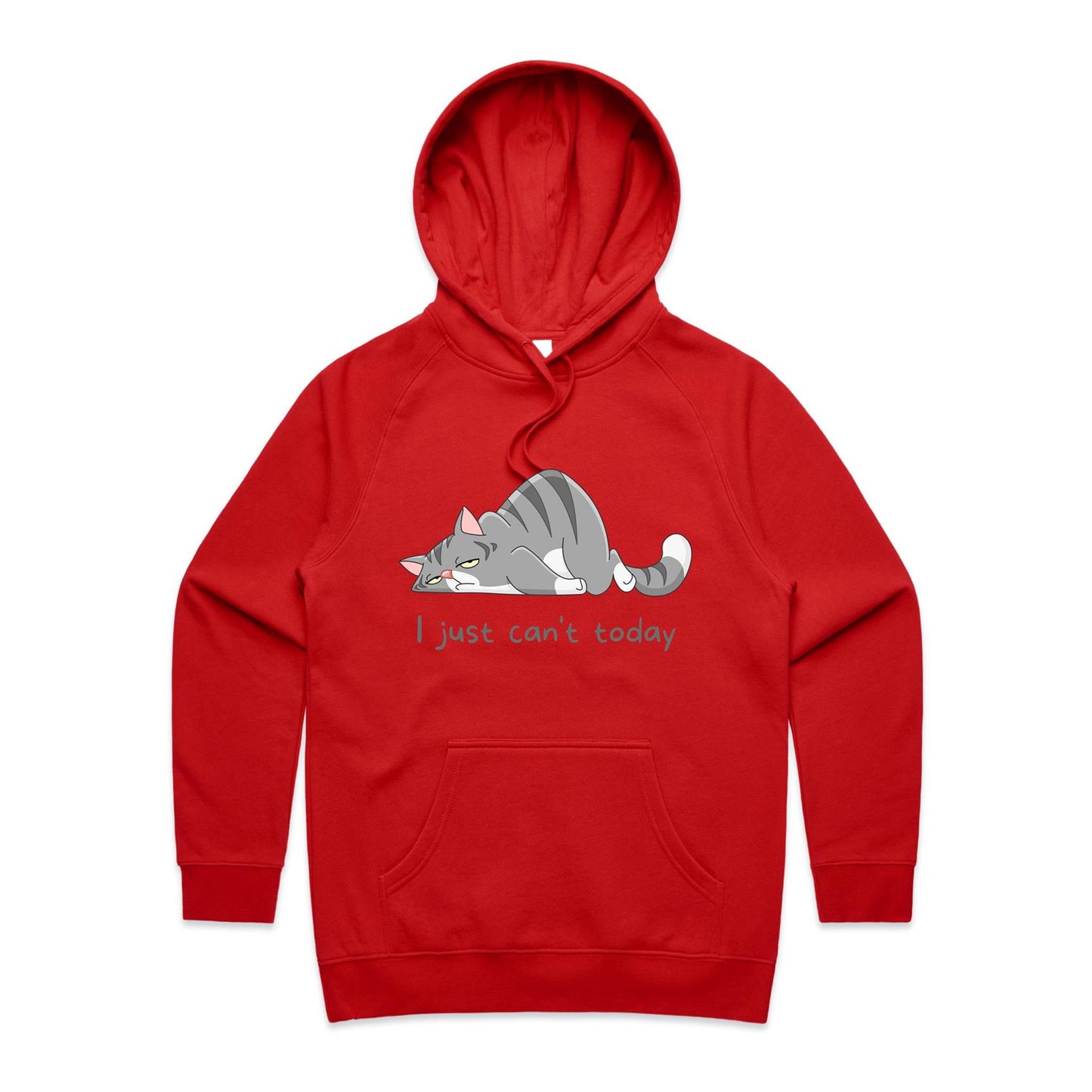 Cat, I Just Can't Today - Women's Supply Hood Red Womens Supply Hoodie animal