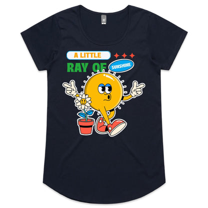 A Little Ray Of Sunshine - Womens Scoop Neck T-Shirt Navy Womens Scoop Neck T-shirt Retro Summer