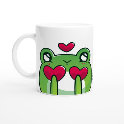 Frog Couple - White 11oz Ceramic Mug White 11oz Mug animal fun love
