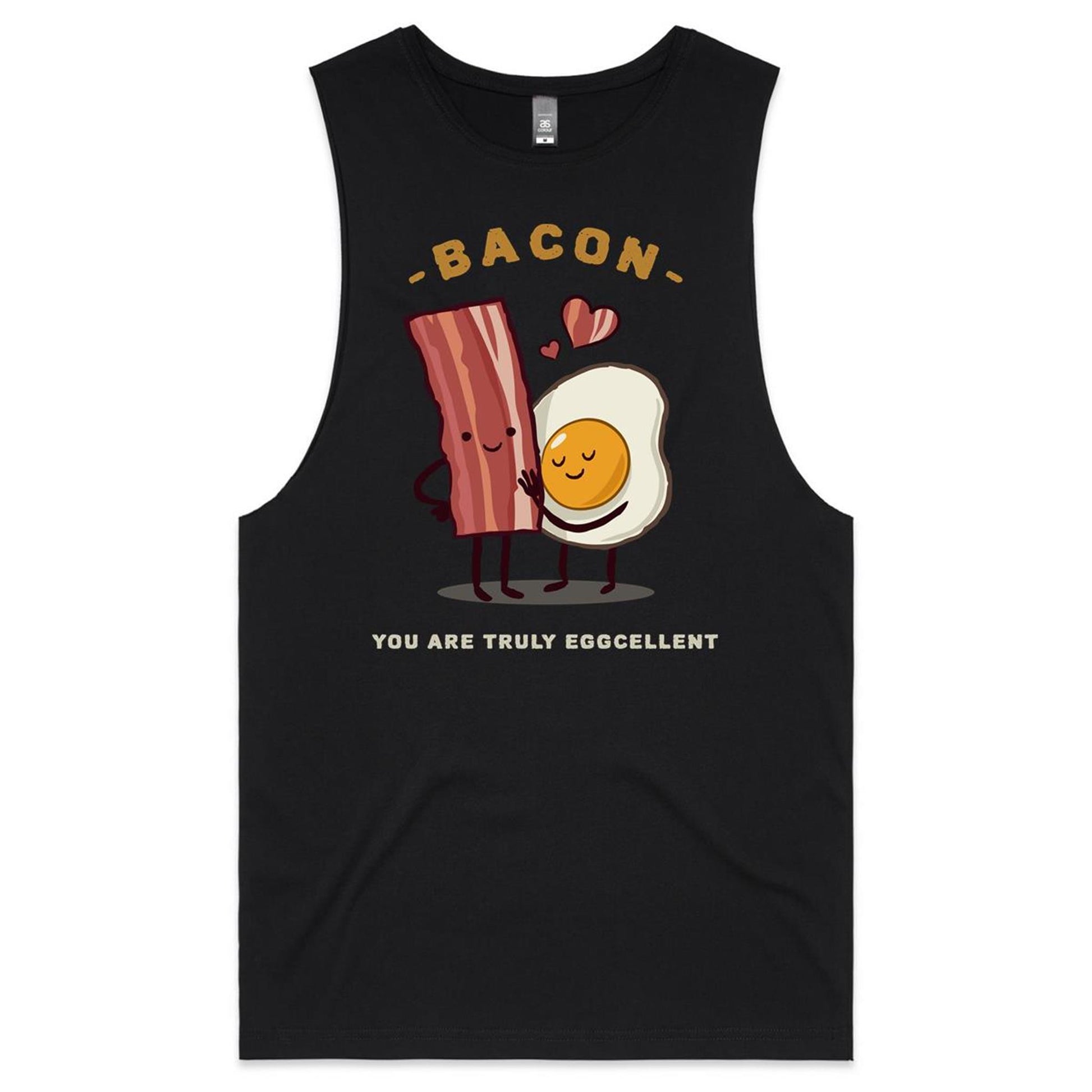 Bacon, You Are Truly Eggcellent - Mens Tank Top Tee Black Mens Tank Tee