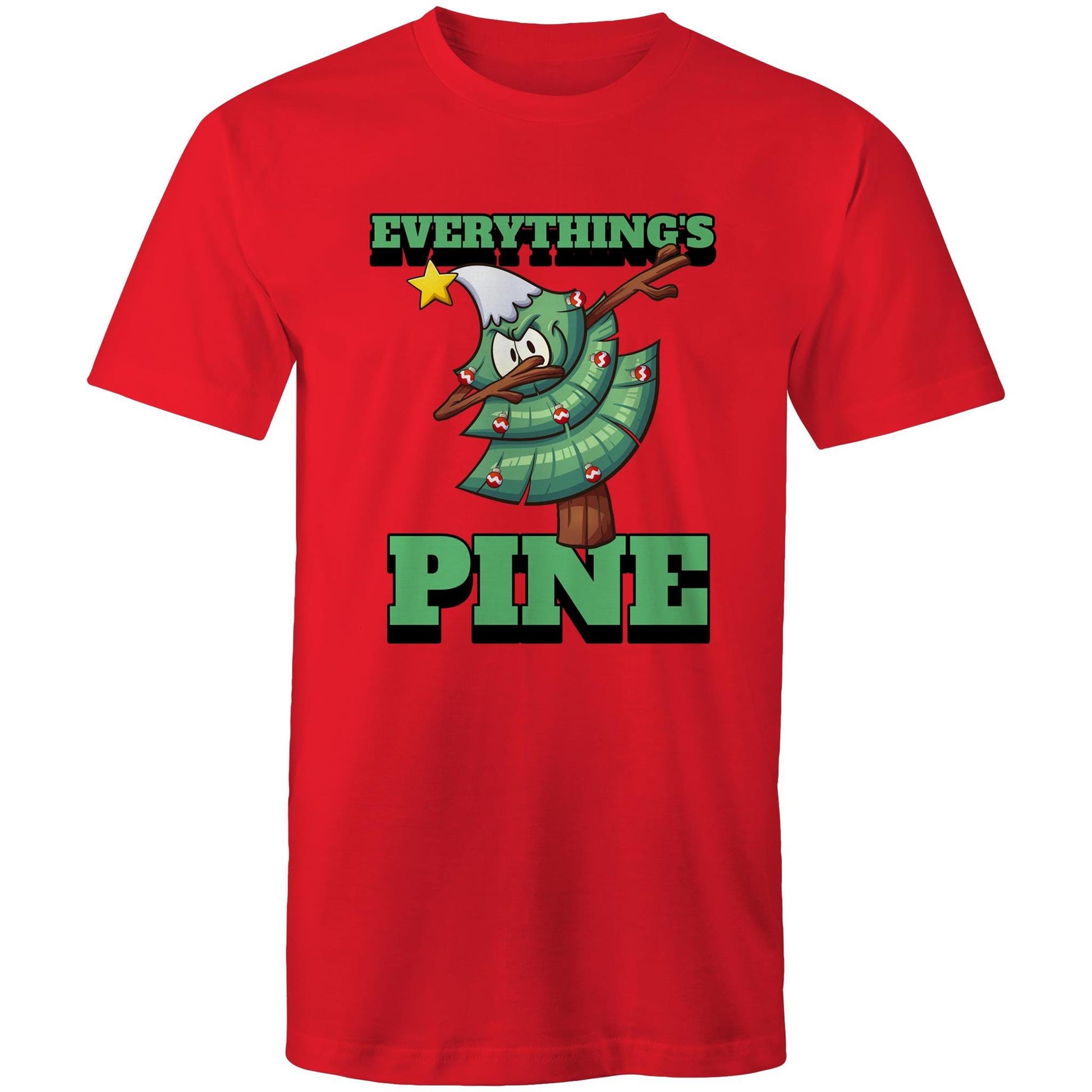 Everything's Pine - Mens T-Shirt Red Christmas Mens T-shirt Merry Christmas