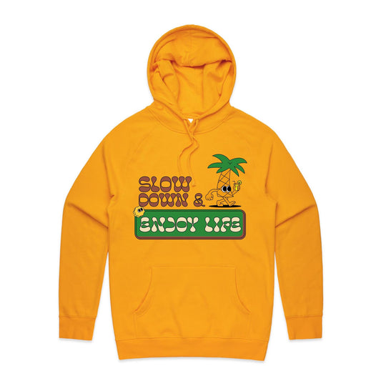 Slow Down And Enjoy Life - Supply Hood Gold Mens Supply Hoodie Retro Summer