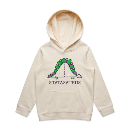 Statasaurus, Maths Pun - Youth Supply Hood Ecru Kids Hoodie Maths Science
