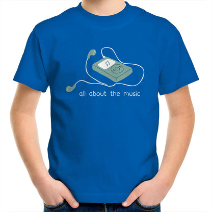 All About The Music, Music Player - Kids Youth T-Shirt Bright Royal Kids Youth T-shirt music retro tech