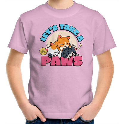 Let's Take A Pause, Time For A Cat Nap - Kids Youth T-Shirt Pink Kids Youth T-shirt animal