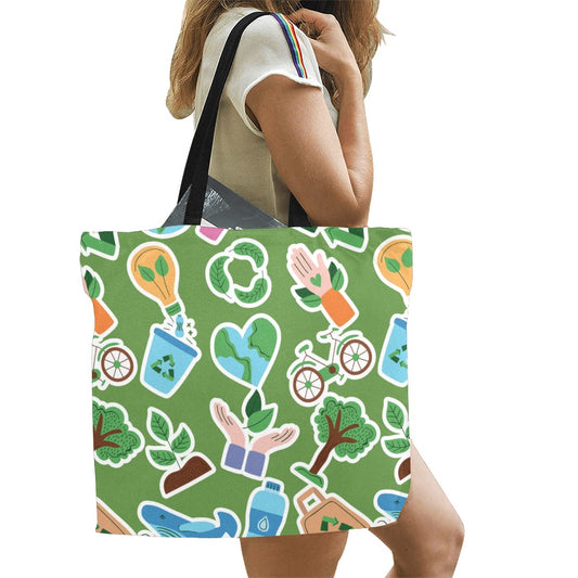Earth Stickers - Full Print Canvas Tote Bag Full Print Canvas Tote Bag