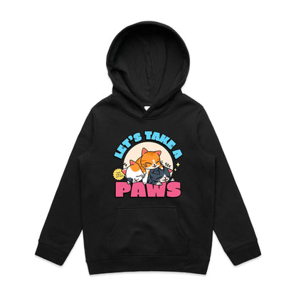 Let's Take A Paws, Time For A Cat Nap - Youth Supply Hood Black Kids Hoodie animal