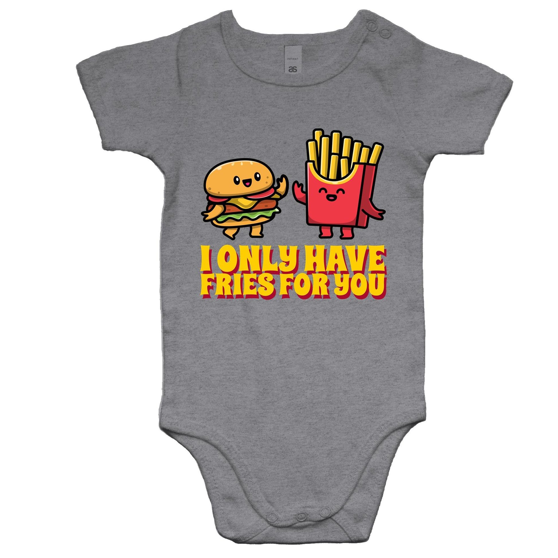 I Only Have Fries For You, Burger And Fries - Baby Bodysuit Grey Marle Baby Bodysuit