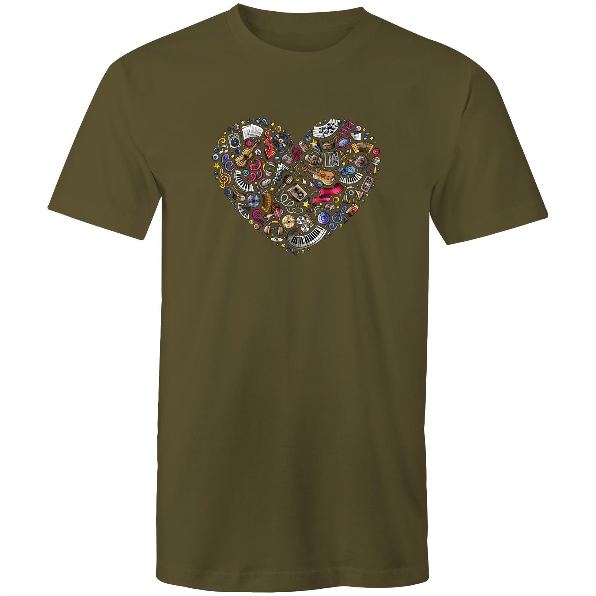 Heart Music - Mens T-Shirt Army Green Mens T-shirt Music