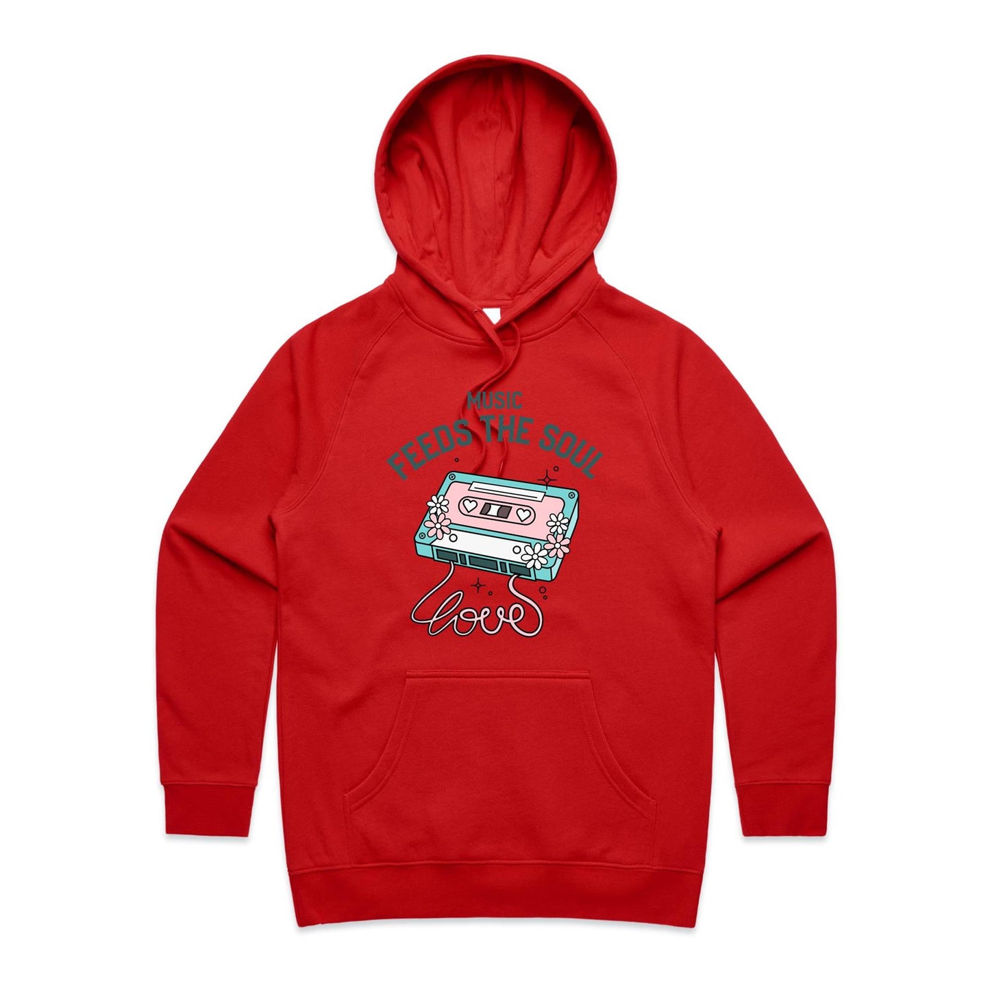 Music Feeds The Soul - Women's Supply Hood Red Womens Supply Hoodie Music