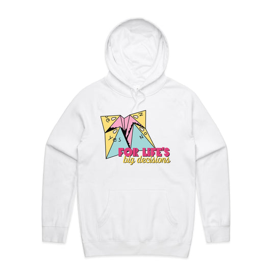 For Life's Big Decisions - Supply Hood White Mens Supply Hoodie