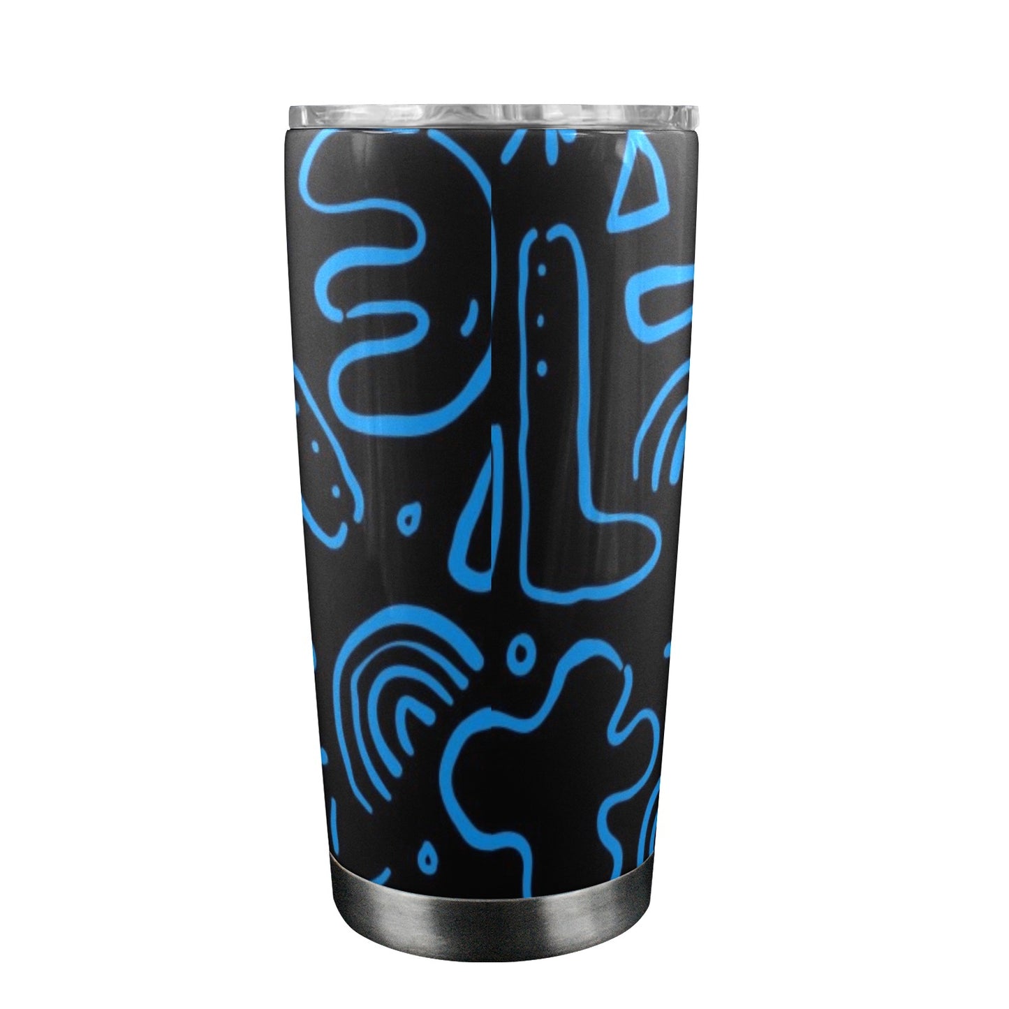 Blue Squiggle - 20oz Travel Mug with Clear Lid Clear Lid Travel Mug