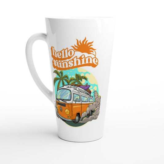 Hello Sunshine, Beach Van - White Latte 17oz Ceramic Mug Default Title Latte Mug Summer Surf