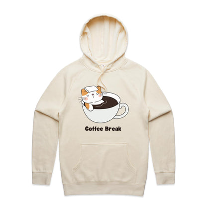 Cat Coffee Break - Supply Hood Ecru Mens Supply Hoodie animal Coffee