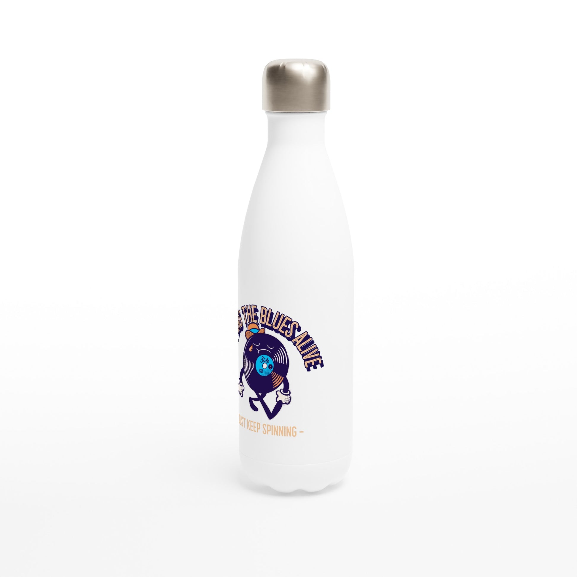 Keeping The Blues Alive - White 17oz Stainless Steel Water Bottle White Water Bottle Music