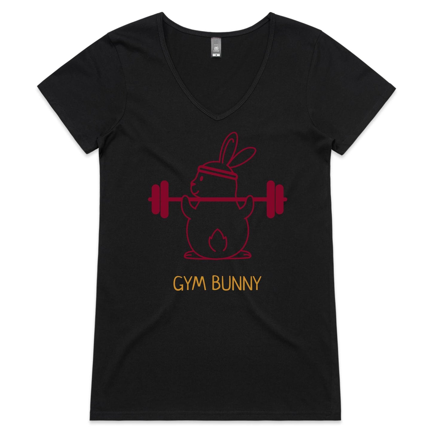 Gym Bunny - Womens V-Neck T-Shirt Black Womens Fitness V-Neck Fitness