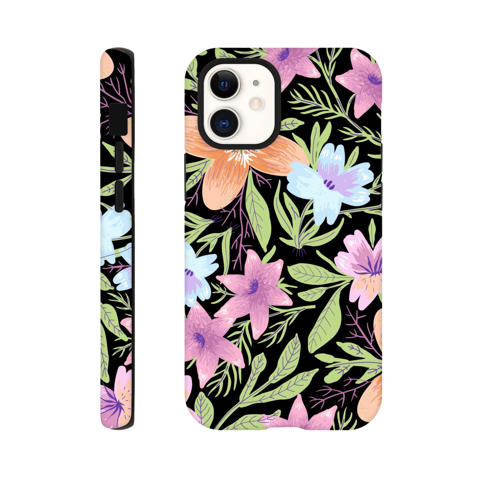 Black Floral - Phone Tough Case iPhone 12 Mini Phone Case