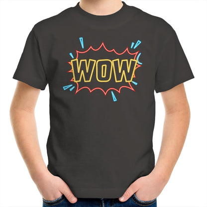 Wow, Comic Book - Kids Youth T-Shirt Charcoal Kids Youth T-shirt comic