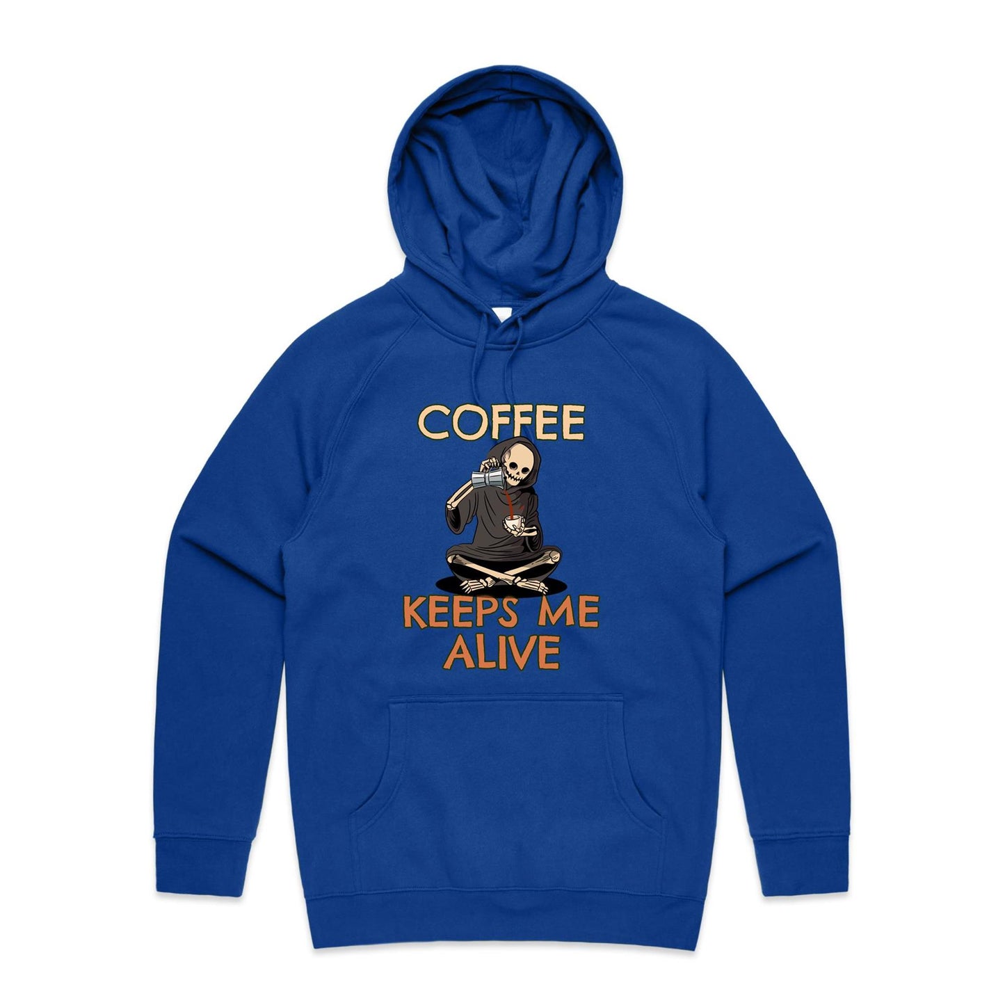 Skeleton, Coffee Keeps Me Alive - Supply Hood Bright Royal Mens Supply Hoodie Coffee