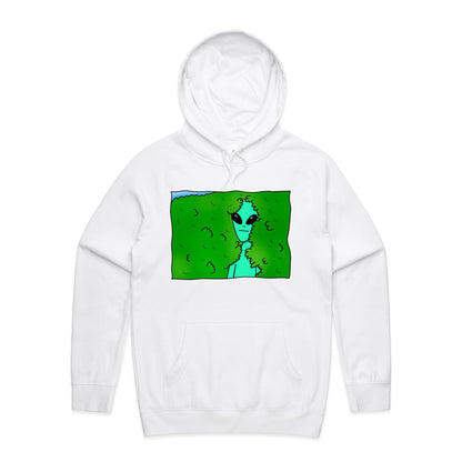 Alien Backing Into Hedge Meme - Supply Hood White Mens Supply Hoodie Funny Sci Fi