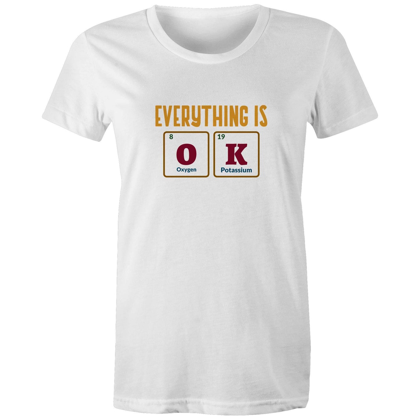 Everything Is OK, Periodic Table Of Elements - Womens T-shirt White Womens T-shirt Science