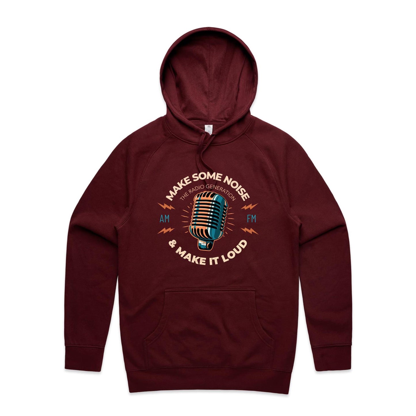 Make Some Noise And Make It Loud - Supply Hood Burgundy Mens Supply Hoodie Music