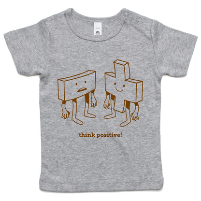 Think Positive, Plus And Minus - Baby T-shirt Grey Marle Baby T-shirt Maths Motivation