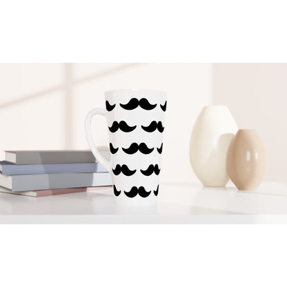 Moustache - White Latte 17oz Ceramic Mug Latte Mug Funny