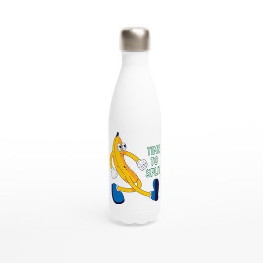 Banana, Time To Split - White 17oz Stainless Steel Water Bottle Default Title White Water Bottle Food Funny