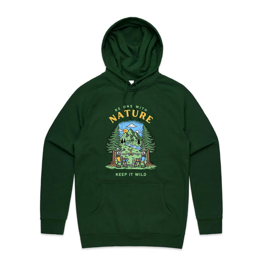 Be One With Nature, Skeleton - Supply Hood Forest Green Mens Supply Hoodie Environment Summer