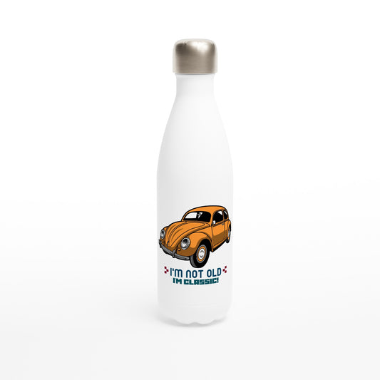I'm Not Old, I'm Classic, Car - White 17oz Stainless Steel Water Bottle Default Title White Water Bottle Retro