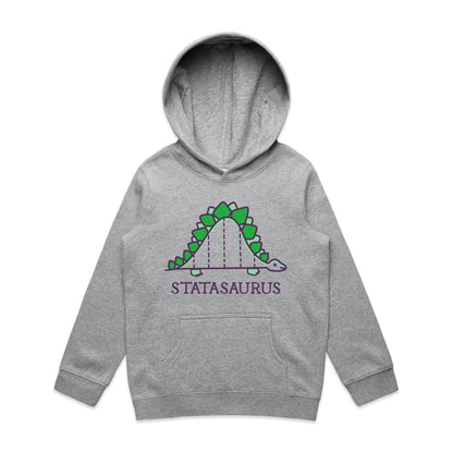 Statasaurus, Maths Pun - Youth Supply Hood Grey Marle Kids Hoodie Maths Science