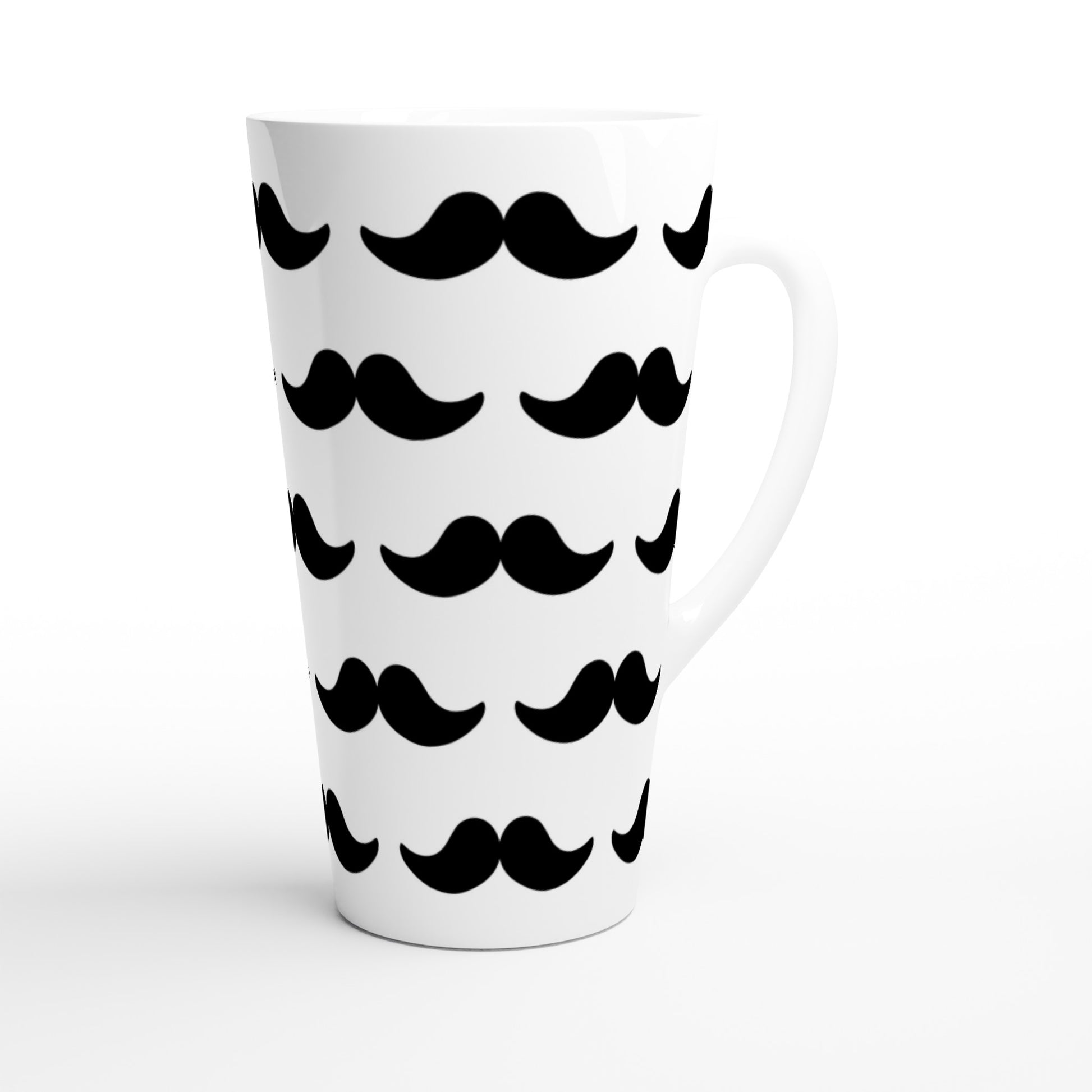 Moustache - White Latte 17oz Ceramic Mug Latte Mug Funny