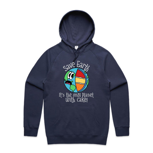 Save Earth, It's The Only Planet With Cake - Supply Hood Midnight Blue Mens Supply Hoodie
