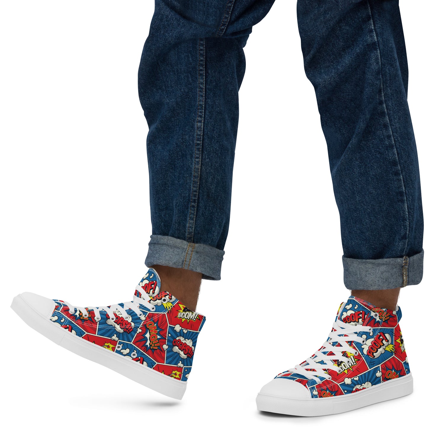 Comic Book - Men’s high top canvas shoes White Mens High Top Shoes