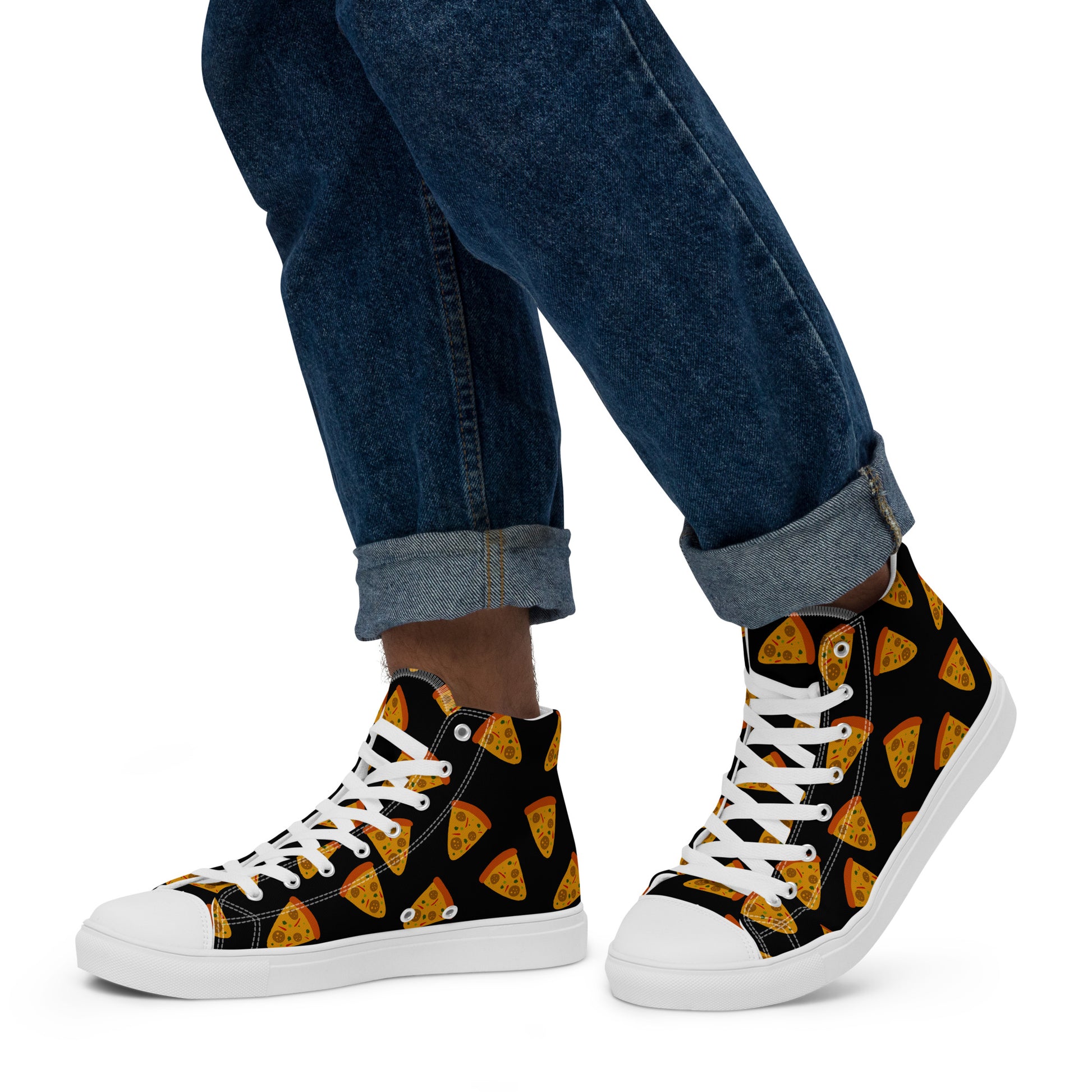 Pizzas - Men’s high top canvas shoes White Mens High Top Shoes food