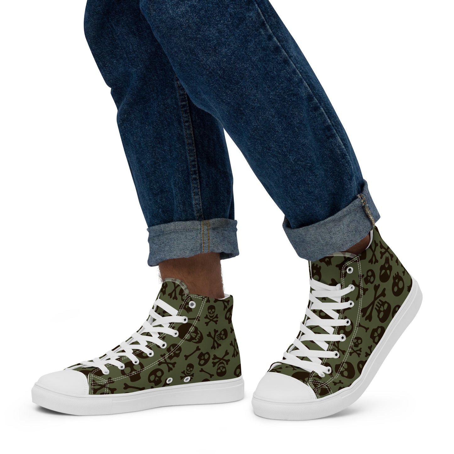 Skull And Crossbones - Men’s high top canvas shoes White Mens High Top Shoes