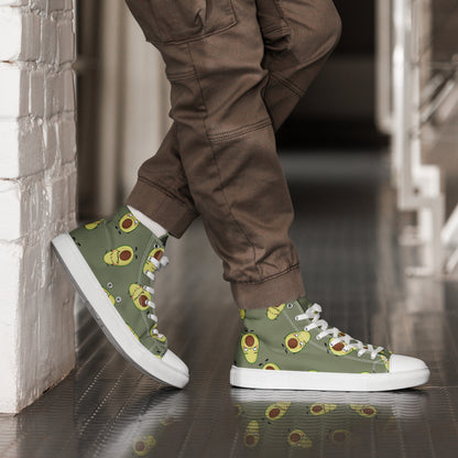 Avocado Characters - Men’s high top canvas shoes White Mens High Top Shoes food