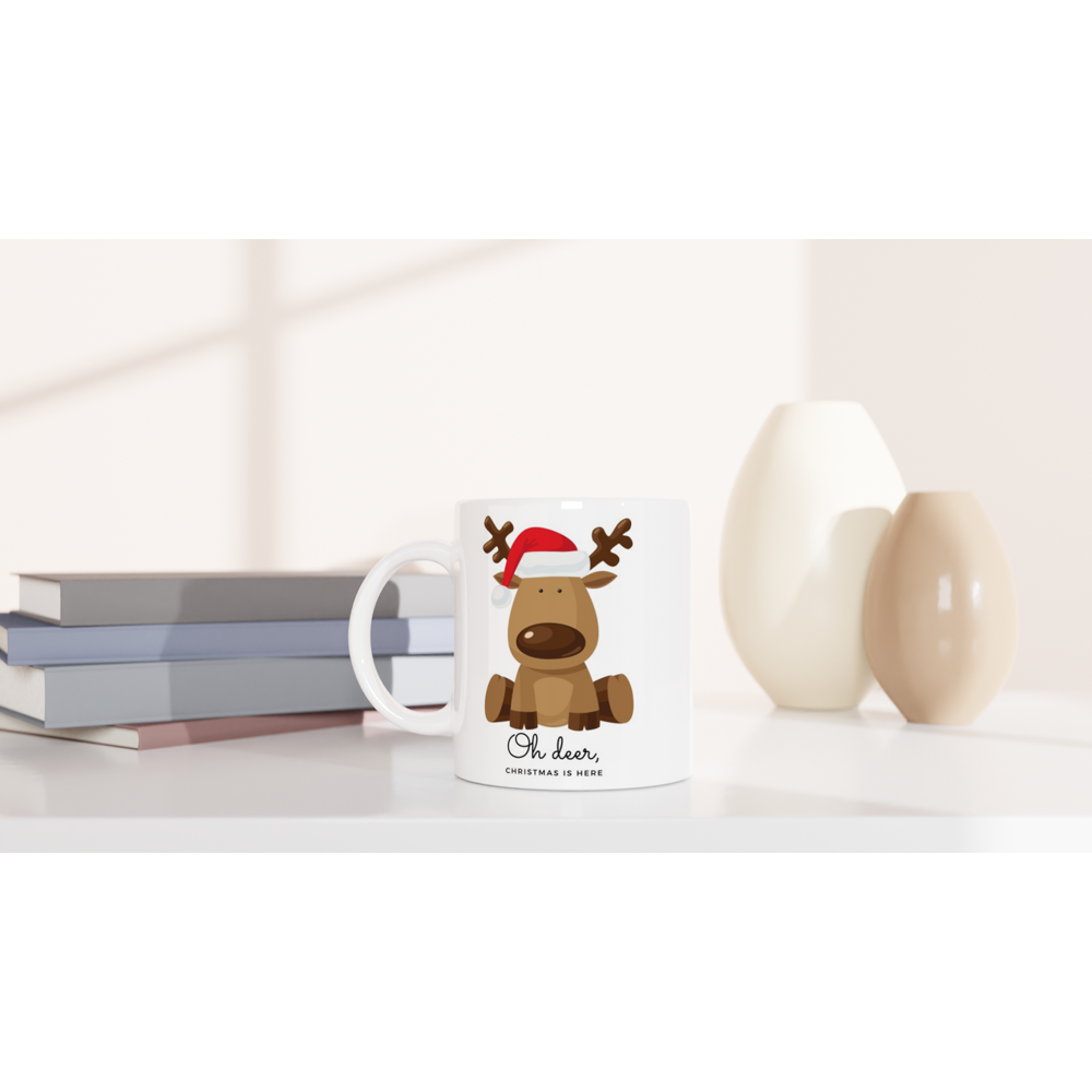 Oh Deer, Christmas Is Here - 11oz Ceramic Mug Christmas Mug Merry Christmas