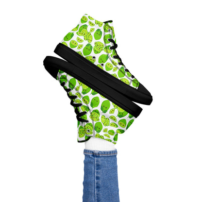 Cute Limes - Women’s high top canvas shoes Black Womens High Top Shoes food