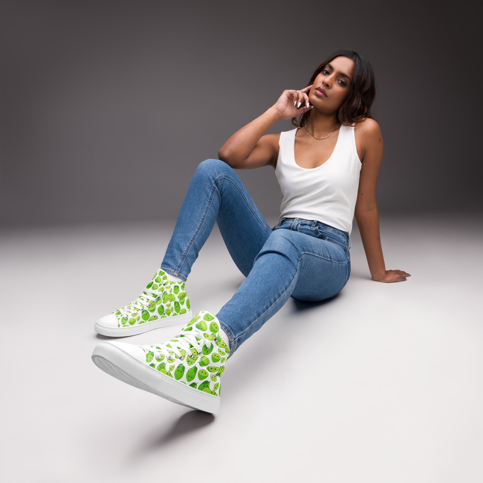 Cute Limes - Women’s high top canvas shoes Womens High Top Shoes food