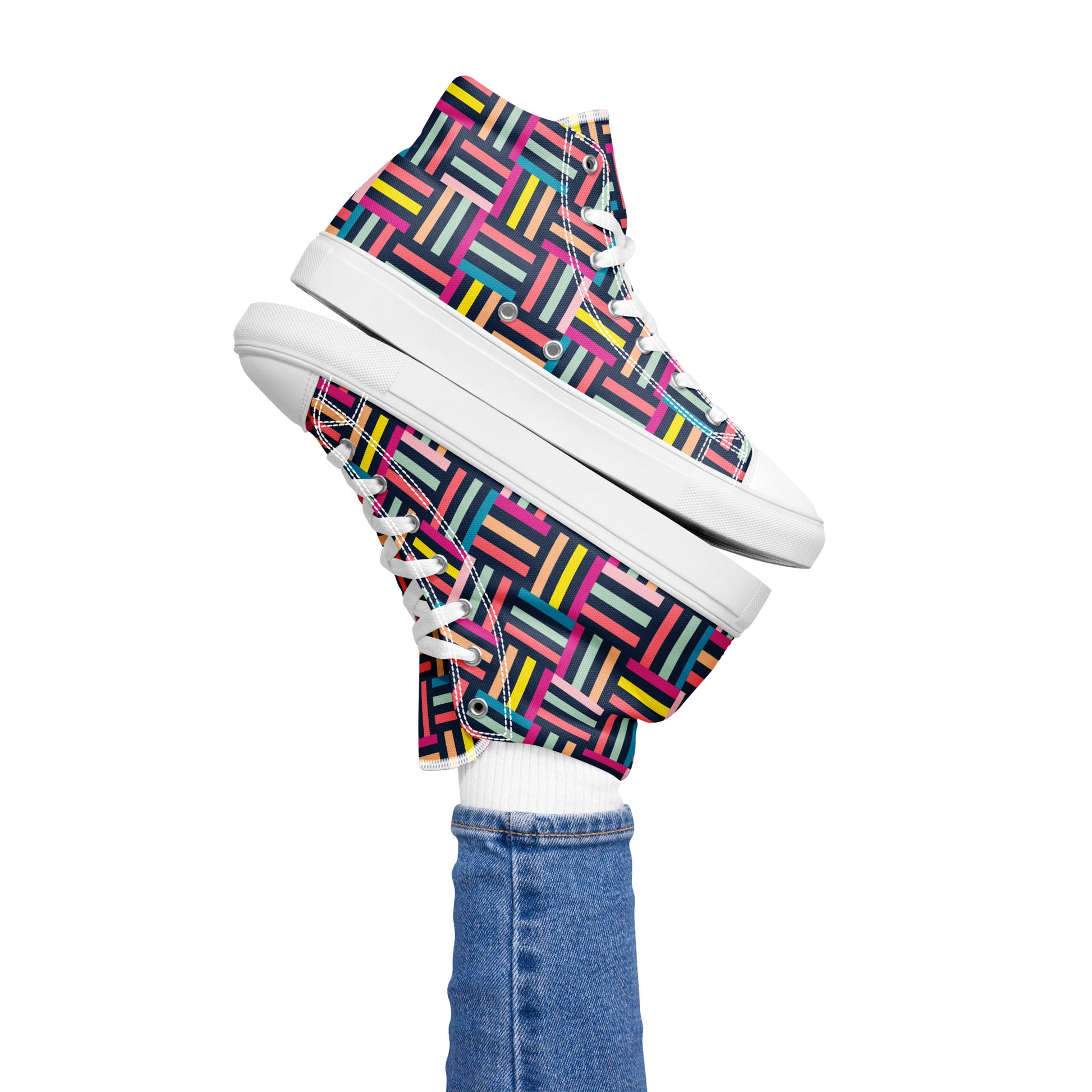 Allsorts - Women’s high top canvas shoes White Womens High Top Shoes