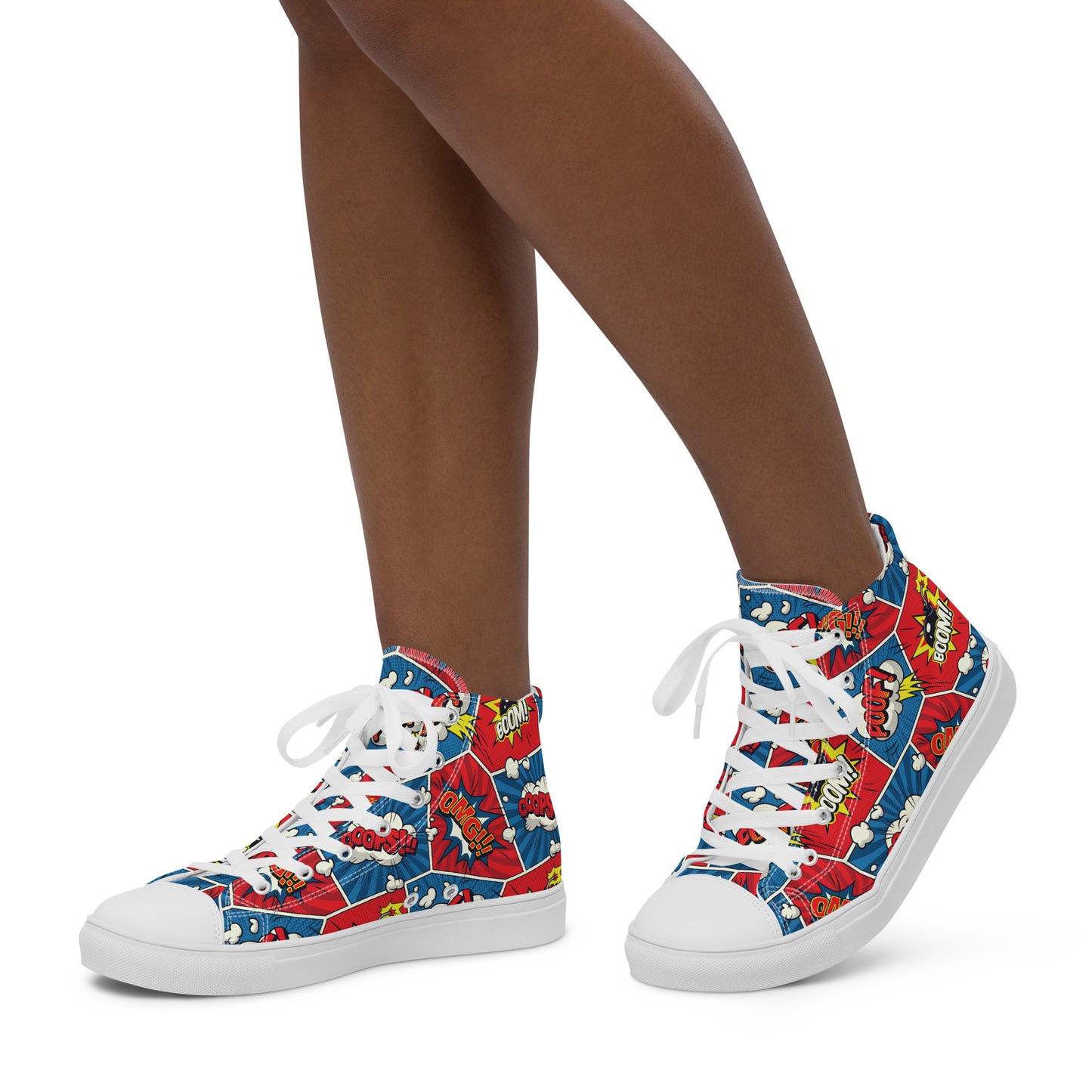 Comic Book - Women’s high top canvas shoes White Womens High Top Shoes