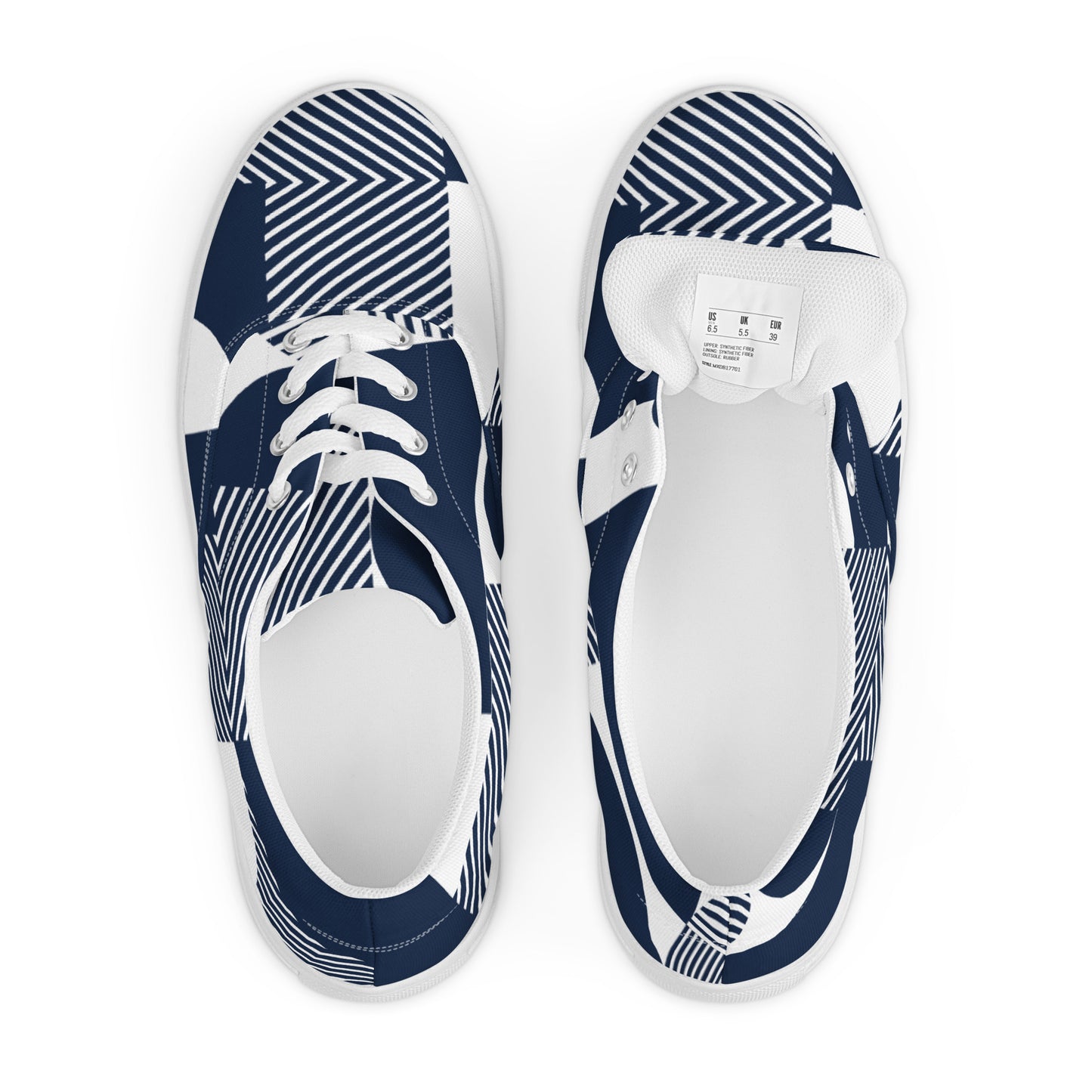 Blue Geometric - Women’s lace-up canvas shoes Womens Lace Up Canvas Shoes